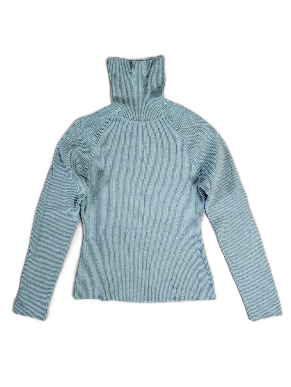 INC International Concepts Petite PM Light Blue Ribbed Turtleneck Sweater Top